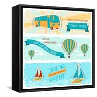 Set Of Horizontal Travel Banners In Retro Style-incomible-Framed Stretched Canvas