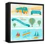 Set Of Horizontal Travel Banners In Retro Style-incomible-Framed Stretched Canvas