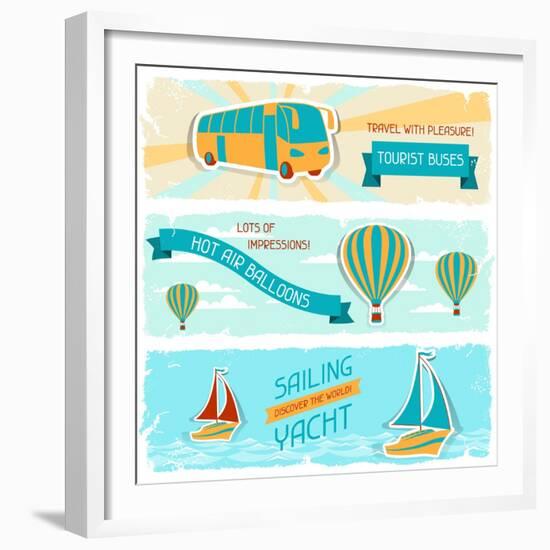 Set Of Horizontal Travel Banners In Retro Style-incomible-Framed Premium Giclee Print