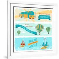 Set Of Horizontal Travel Banners In Retro Style-incomible-Framed Art Print