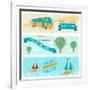 Set Of Horizontal Travel Banners In Retro Style-incomible-Framed Art Print