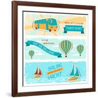 Set Of Horizontal Travel Banners In Retro Style-incomible-Framed Art Print