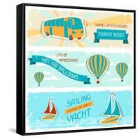 Set Of Horizontal Travel Banners In Retro Style-incomible-Framed Stretched Canvas