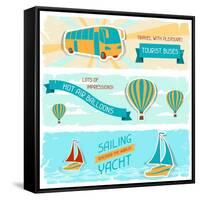 Set Of Horizontal Travel Banners In Retro Style-incomible-Framed Stretched Canvas