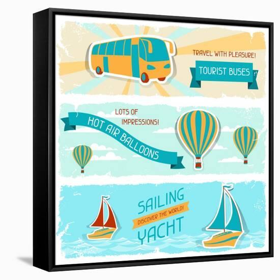 Set Of Horizontal Travel Banners In Retro Style-incomible-Framed Stretched Canvas