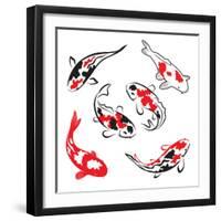 Set Of Koi Fish Illustration-Pixelcraft-Framed Art Print