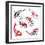 Set Of Koi Fish Illustration-Pixelcraft-Framed Art Print