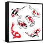 Set Of Koi Fish Illustration-Pixelcraft-Framed Stretched Canvas