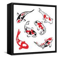 Set Of Koi Fish Illustration-Pixelcraft-Framed Stretched Canvas