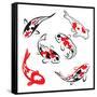 Set Of Koi Fish Illustration-Pixelcraft-Framed Stretched Canvas