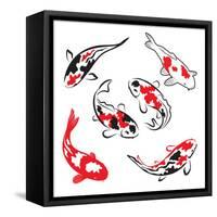 Set Of Koi Fish Illustration-Pixelcraft-Framed Stretched Canvas