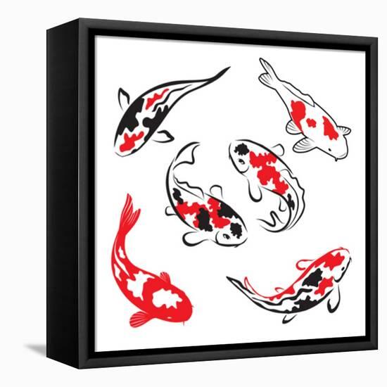 Set Of Koi Fish Illustration-Pixelcraft-Framed Stretched Canvas