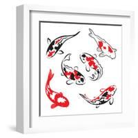 Set Of Koi Fish Illustration-Pixelcraft-Framed Art Print