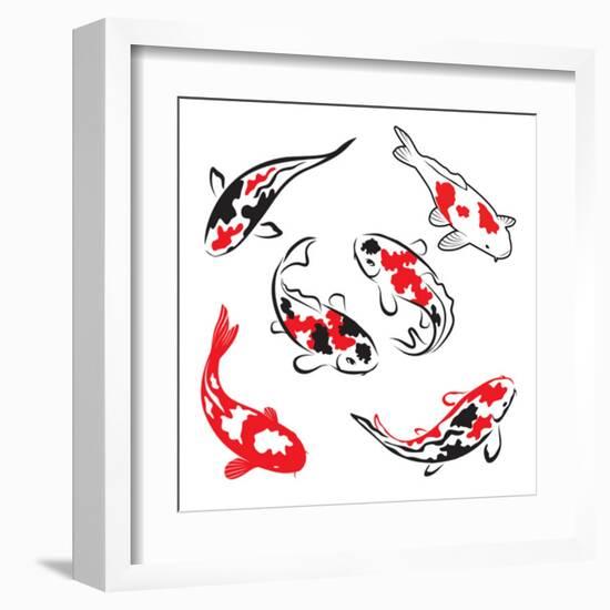 Set Of Koi Fish Illustration-Pixelcraft-Framed Art Print