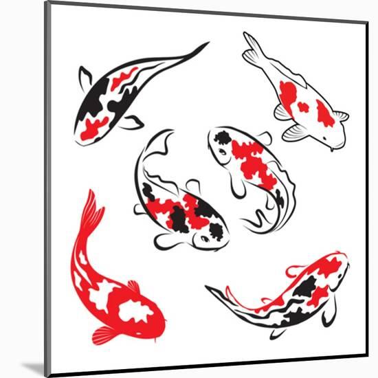 Set Of Koi Fish Illustration-Pixelcraft-Mounted Art Print