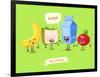 Set of Lunch Characters. Vector Cute Cartoons-Krolone-Framed Art Print