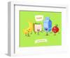 Set of Lunch Characters. Vector Cute Cartoons-Krolone-Framed Art Print