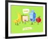 Set of Lunch Characters. Vector Cute Cartoons-Krolone-Framed Art Print