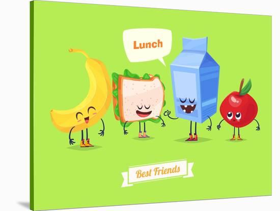 Set of Lunch Characters. Vector Cute Cartoons-Krolone-Stretched Canvas