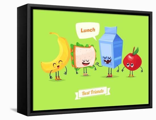 Set of Lunch Characters. Vector Cute Cartoons-Krolone-Framed Stretched Canvas