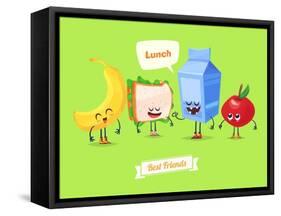 Set of Lunch Characters. Vector Cute Cartoons-Krolone-Framed Stretched Canvas