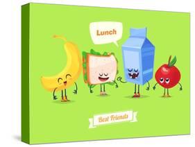 Set of Lunch Characters. Vector Cute Cartoons-Krolone-Stretched Canvas