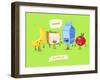 Set of Lunch Characters. Vector Cute Cartoons-Krolone-Framed Art Print