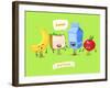 Set of Lunch Characters. Vector Cute Cartoons-Krolone-Framed Art Print