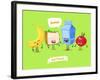 Set of Lunch Characters. Vector Cute Cartoons-Krolone-Framed Art Print