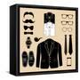 Set of Man Fashion Elements. Vector Illustration-mvasya-Framed Stretched Canvas