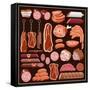 Set of Meat Products.-gurZZZa-Framed Stretched Canvas