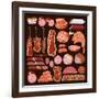 Set of Meat Products.-gurZZZa-Framed Art Print