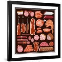 Set of Meat Products.-gurZZZa-Framed Art Print