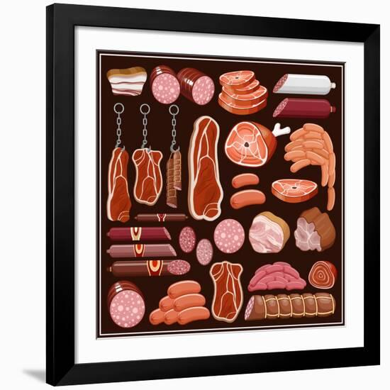 Set of Meat Products.-gurZZZa-Framed Art Print