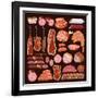 Set of Meat Products.-gurZZZa-Framed Art Print