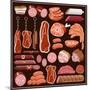 Set of Meat Products.-gurZZZa-Mounted Art Print