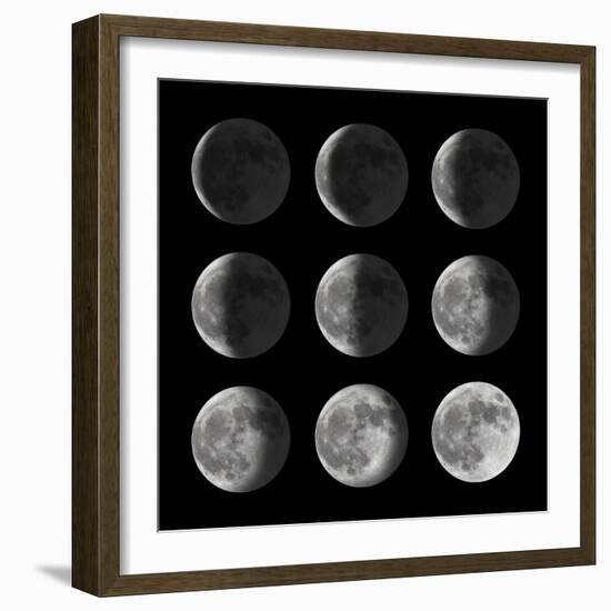 Set of Moon Phases for New, Half, and Full-David Carillet-Framed Photographic Print