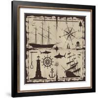 Set of Nautical Design Elements. No Trace. All Images Could Be Easy Modified-Makhnach S-Framed Art Print