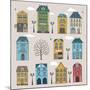 Set of Old European Houses Isolated on Vintage Background. Hand Drawn Sketch in Doodle Style. Vecto-Piranjya-Mounted Art Print