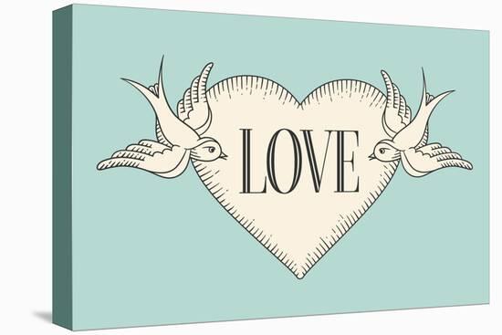 Set of Old Love Birds-foxysgraphic-Stretched Canvas