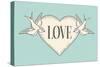 Set of Old Love Birds-foxysgraphic-Stretched Canvas