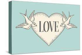 Set of Old Love Birds-foxysgraphic-Stretched Canvas