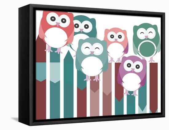 Set of Owls with Different Expressions-fotoscool-Framed Stretched Canvas