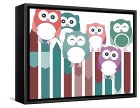 Set of Owls with Different Expressions-fotoscool-Framed Stretched Canvas