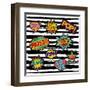 Set of Pop Art Text Stickers or Patch Designs with Retro 80S Comic Book Speech Bubbles-Cienpies Design-Framed Art Print