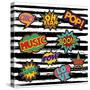 Set of Pop Art Text Stickers or Patch Designs with Retro 80S Comic Book Speech Bubbles-Cienpies Design-Stretched Canvas