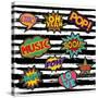 Set of Pop Art Text Stickers or Patch Designs with Retro 80S Comic Book Speech Bubbles-Cienpies Design-Stretched Canvas