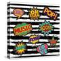 Set of Pop Art Text Stickers or Patch Designs with Retro 80S Comic Book Speech Bubbles-Cienpies Design-Stretched Canvas