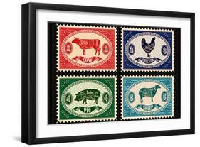 Set of Postage Stamps with Pets-111chemodan111-Framed Art Print