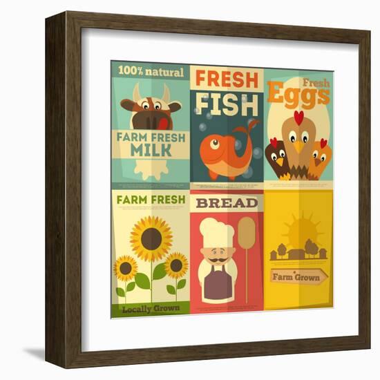 Set of Posters for Organic Farm Food-elfivetrov-Framed Art Print